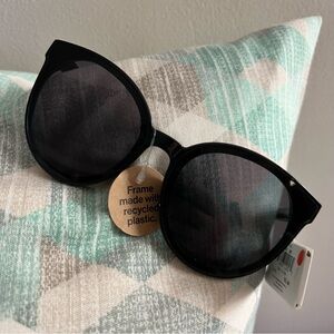 #1 Ophelia Roe Women’s Oversized Cat Eye Round Black Sunglasses and Dark Lenses